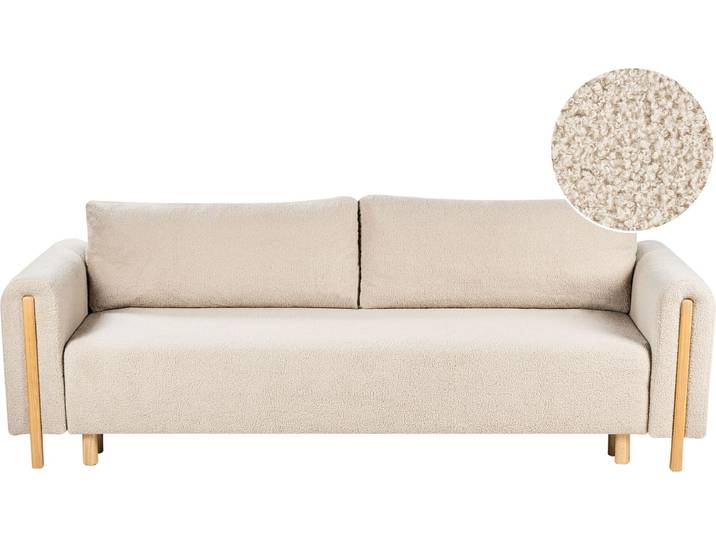 BELIANI Schlafsofa mit beige Stoffbezug Klick-Klack Klappmechanismus und Stauraum minimalistisch-modern mit Armlehnen