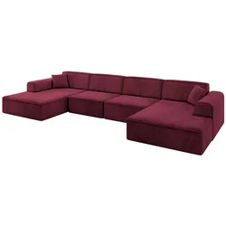 WOHNLANDSCHAFT IREA-U2-v3 386x165x77 Bordeauxrot Samt