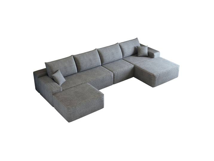 Canapé d’angle modulable avec chaise longue 340x175x83 cm gris