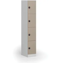 Schließfachschrank S1, 4 Fächer, 1850 x 300 x 500 mm, zerlegt, RFID-Schloss, beige Tür