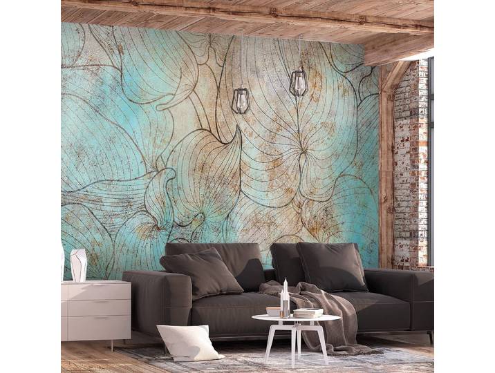 Papier peint intissé Leaves in Blue 400cm