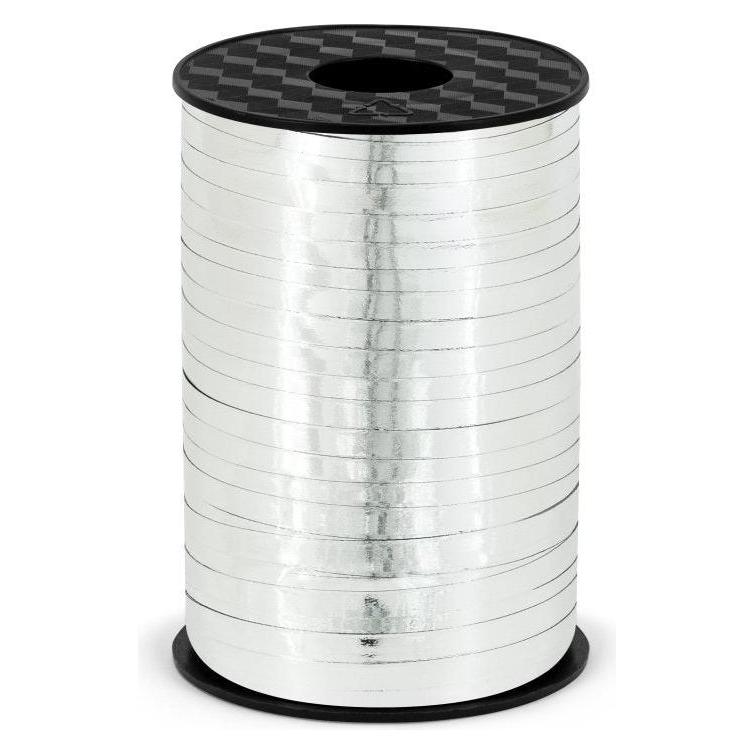 Partydeco Plastic ribbon, silver, 5mm/225m (1 pkt / 1 pc.) (1x) (PRM5-018)