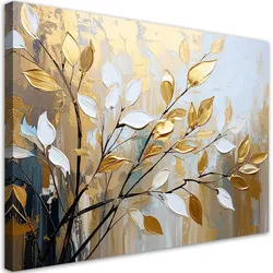 LEINWANDBILD Glamour Goldene Blätter Zweige 120x80cm