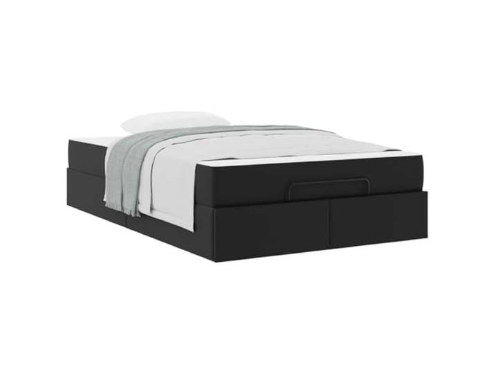 KTHLBRH Bett mit Matratze schwarz 2 Stück PVC Fester Lattenrost, hochdichter Schaumstoff, Unterbettkommode, mattes Finish