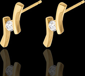 Edenly Ohrstecker Kostbarer Kokon -Diamantapostroph- Gelbgold - Diamant 0.14 Ka