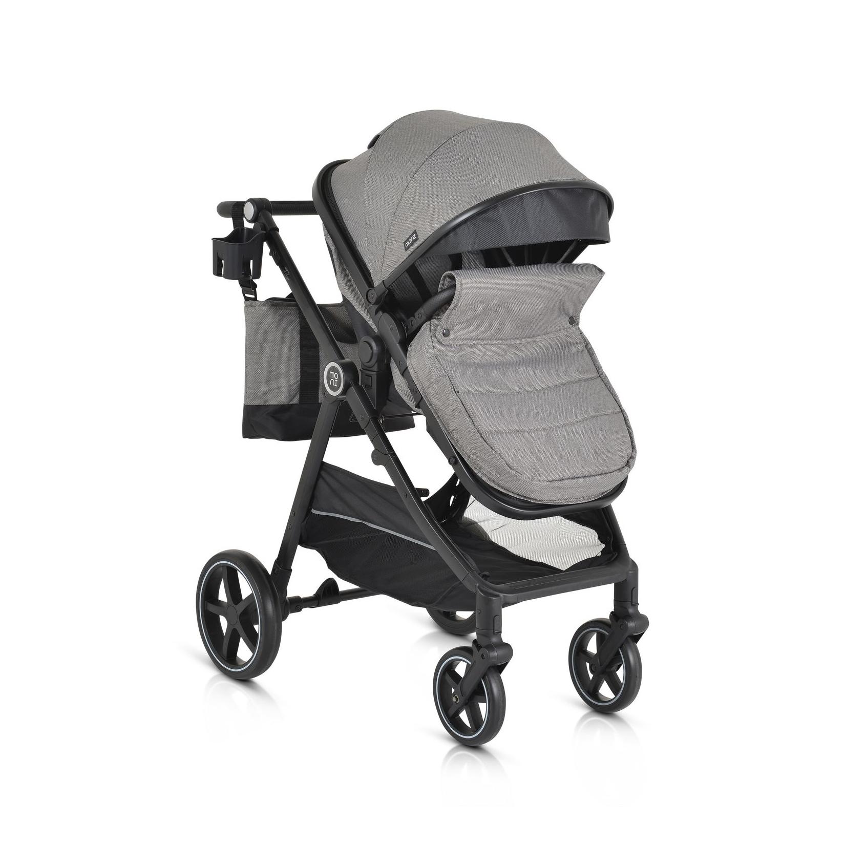 Moni Kinderwagen 2 in 1 Tokyo 22 kg umbaubar Wickeltasche Stoßdämpfer klappbar grau