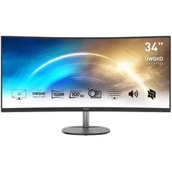 MSI PRO MP341CQ, 34" Curved, UWQHD, VA, 100Hz, 4ms, HDMI/DP, Lautsprecher