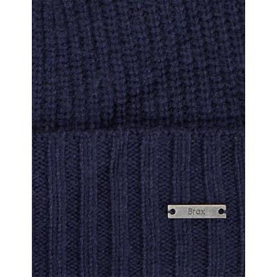 Strickmütze BRAX "Style CONNOR", Herren, Gr. 0SIZE, blau (navy), Strick, Materialmix, Mützen Strickmütze