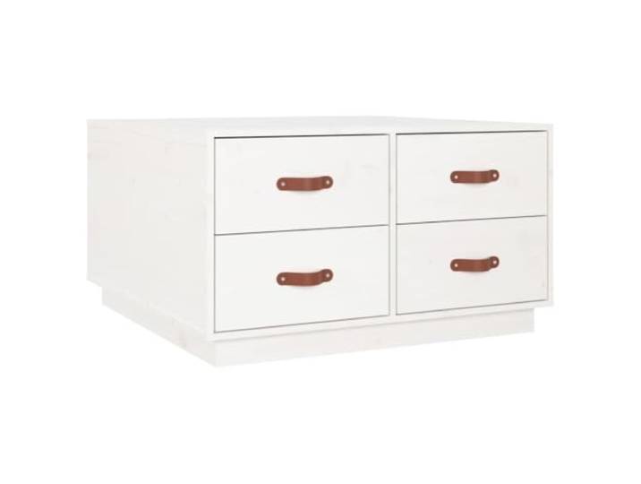 LASWWQMRF Couchtisch Massivholz Kiefer Weiß 80x80x45 cm Vier praktische Schubladen bieten viel Stauraum für Ihr Wohnzimmer und sorgen für Ordnung rund um das Sofa.