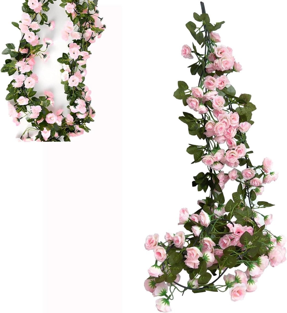 Roze Kunstbloemen Slinger met Realistische Rozen voor Decoratie, 185 cm