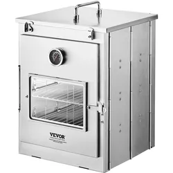 VEVOR faltbarer Campingofen tragbare Campingherde aus Edelstahl, mit 3-stufigem Grill, Griff und Thermometer, Verwendung mit Holzfeuer, Propangasöfen zum Backen von Brot Pizza Kochen im Freien