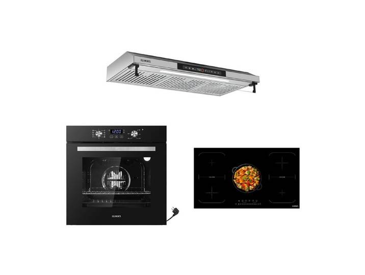 KB Elements Induktions Herd-Set KBE Einbaubackofen 60 cm mit 5-Zonen Induktionskochfeld 90cm, 11 Backofenfunktionen & 2 Flexzonen Induktion