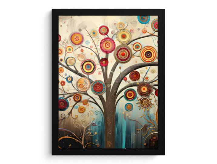 MuchoWow Poster MIT Rahmengerahmtes Bild - Baum - Baum des Lebens - Farbe - 30x40 cm, Braun, Papier, Rechteckig, 30x40 cm, gerahmt, Bilder & Rahmen, Bilder