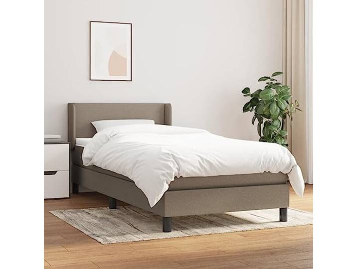 RJPLMFV Lattenrost mit Matratze, Taupe, 90 x 190 cm Verstellbarer Kopf, Taschenfedern, Rückenstütze, atmungsaktiver Stoff, Anleitung im Lieferumfang enthalten