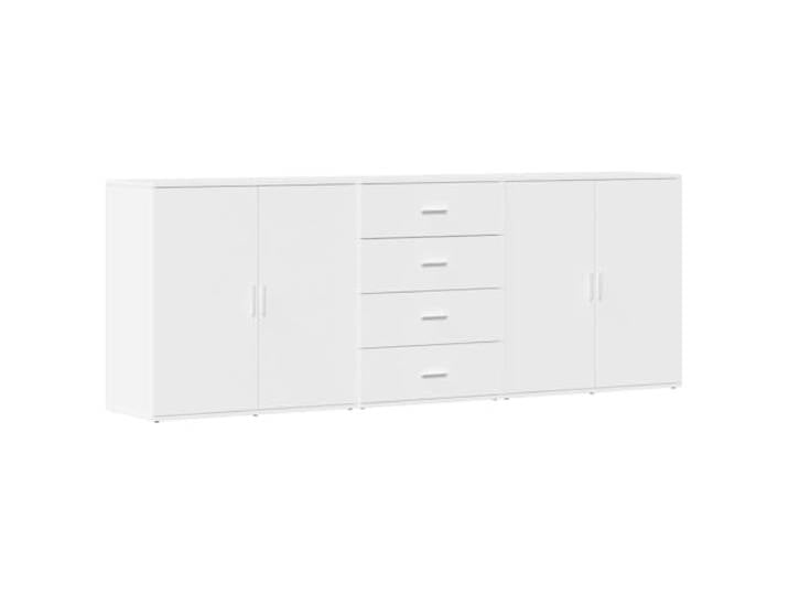 KGHFDVB Sideboard 3er Set Weiß Holzwerkstoff Stauraum für Bücher, Zeitschriften, Feuchtigkeitsbeständig, Leicht zu Reinigen, Stabil
