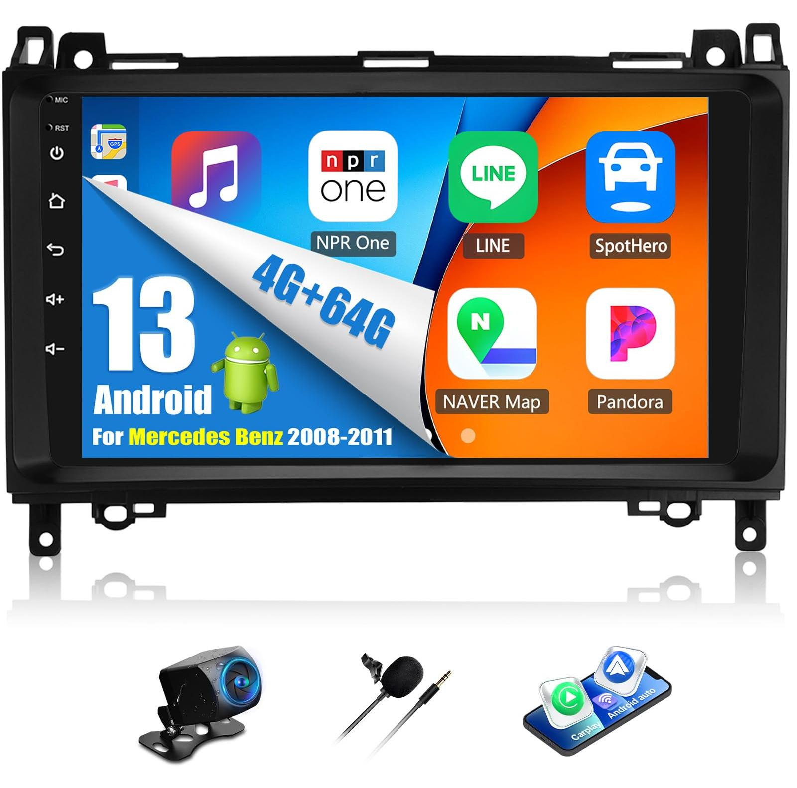 Selius 2-DIN Android 13 Radio met 4+64GB voor Mercedes B200 W906 W639 A/B-Klasse W169 W245 2008-2011