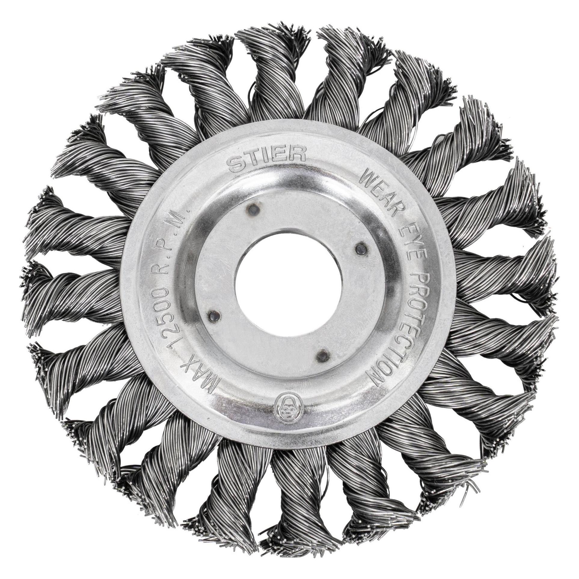 Stier Rundbürste Ø 115 mm, Bohrungs-Ø 22,2 mm, 0,5 mm, gezopft, Stahl, Nutzhöhe 24 mm (84730662)