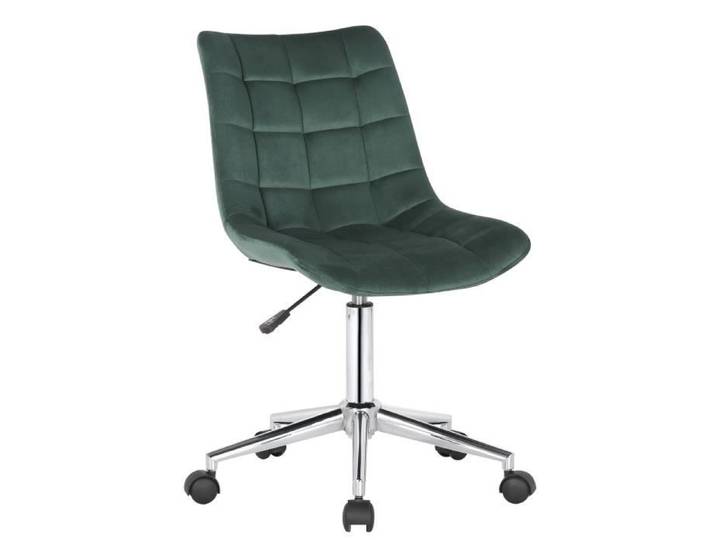 Chaise de Bureau Medford Velours Siège rembourré matelassé et Piètement Métal Chromé Vert