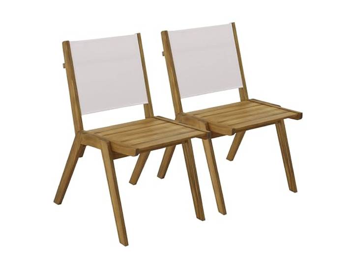 Oviala Set van 2 tuinstoelen van eucalyptus en textiel ecru