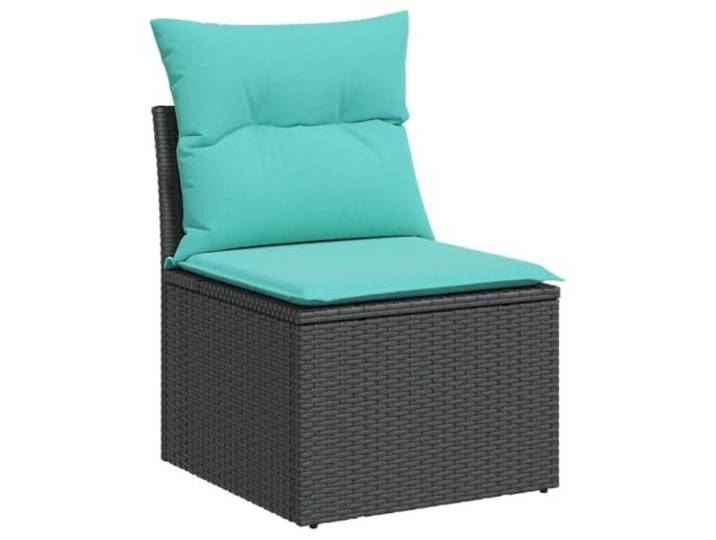 KTHLBRH Gartenmöbel-Set 6-teilig mit schwarzen Kissen aus Polyrattan Aufbewahrungsbox, verstellbare Tischplatte, waschbare Bezüge, pulverbeschichteter Stahl