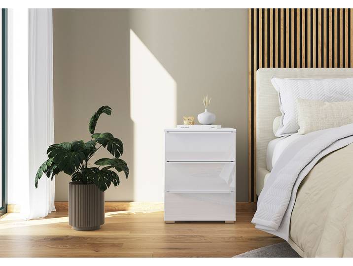 Table de nuit en verre 62cm Lot de 2 Blanc/Blanc alpin