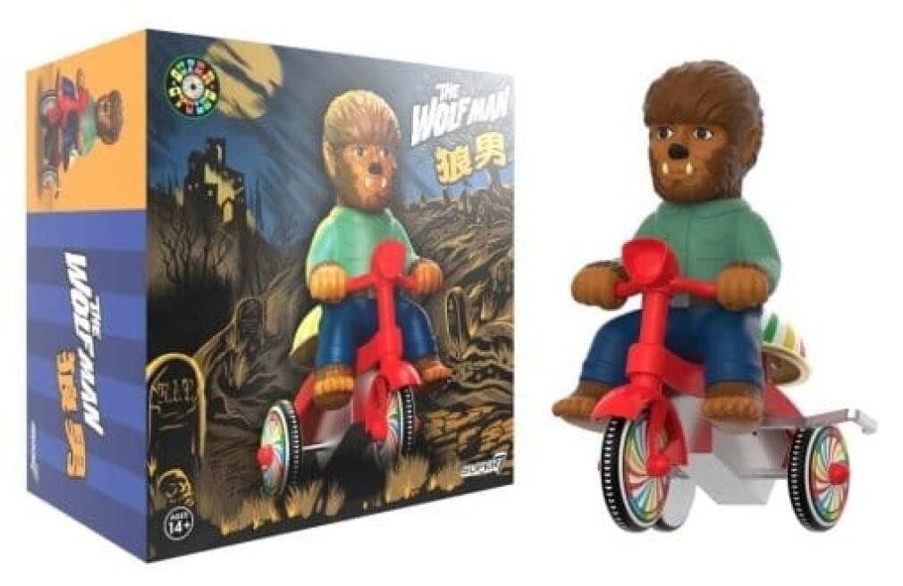 Super7 Universal Monsters Super Cycles The Wolf Man Actiefiguur Bruin met Rode Trike