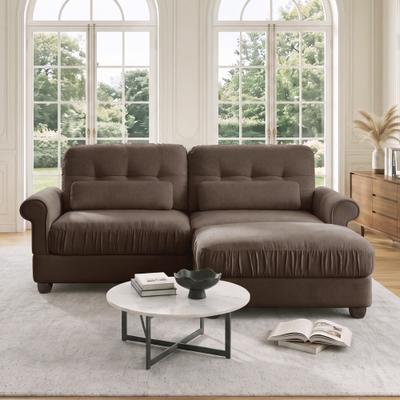 Unbranded "69.2"" Modular Chenille 2-Seater Sofa, Rolled Arms with Lumbar Pillows Loveseat"