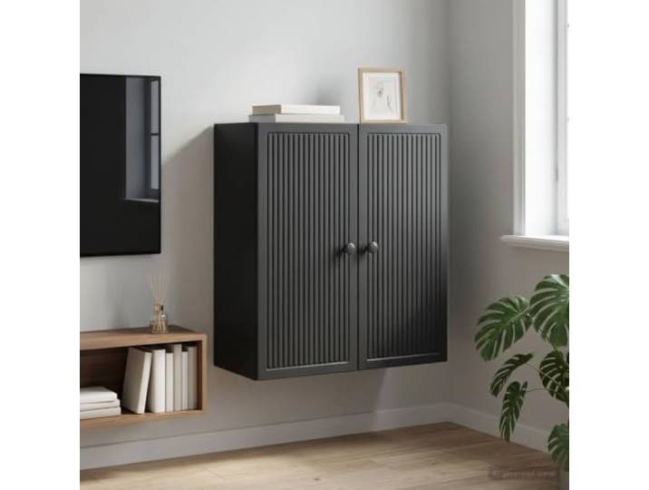 Wandschrank 59 x 31 x 60 cm, mit 2 Türen mit 1 Regal aus Holzwerkstoff Holzwerkstoff mit Metallgriffen, 1 Regalfläche, wandmontiert, für Wohnzimmer und kleine Räume, Metall