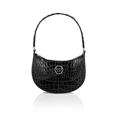 Handtasche PHILIPP PLEIN "Crocco Print", Damen, schwarz (02, schwarz), Taschen Handtasche