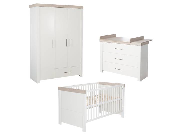 Zimmerset 'Lucy' 3-teilig, inkl. Kombi-Kinderbett 70 x 140, Wickelkommode & Schrank 3-türig
