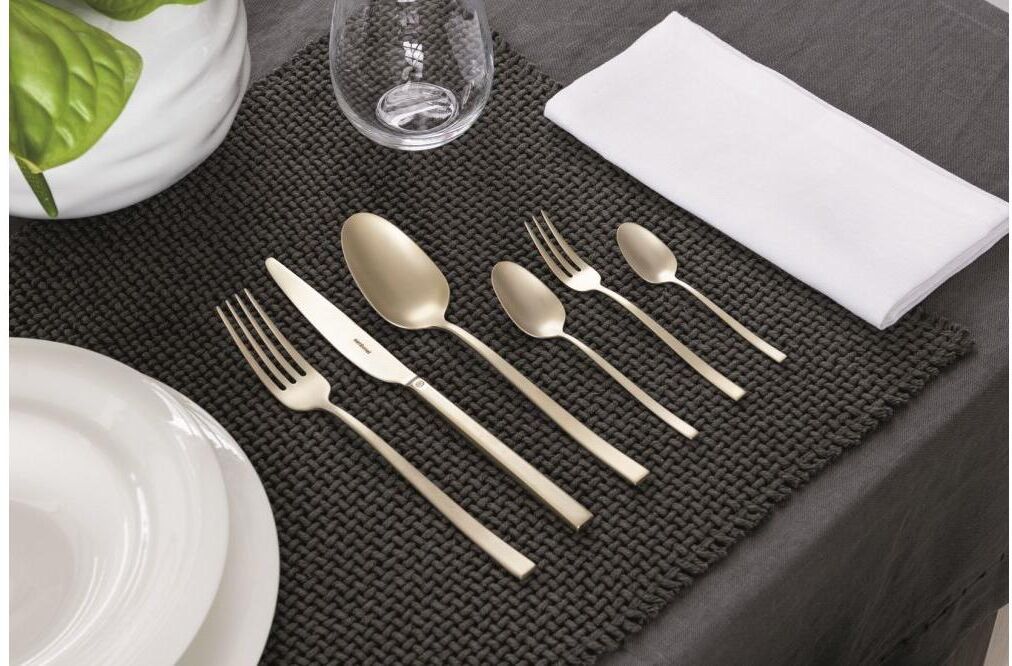 Besteck-Set SAMBONET "Rock 24-teilig", gelb, 24 Stk., Edelstahl, Essbesteck-Sets, Besteck-Set gelb 24 Stk.