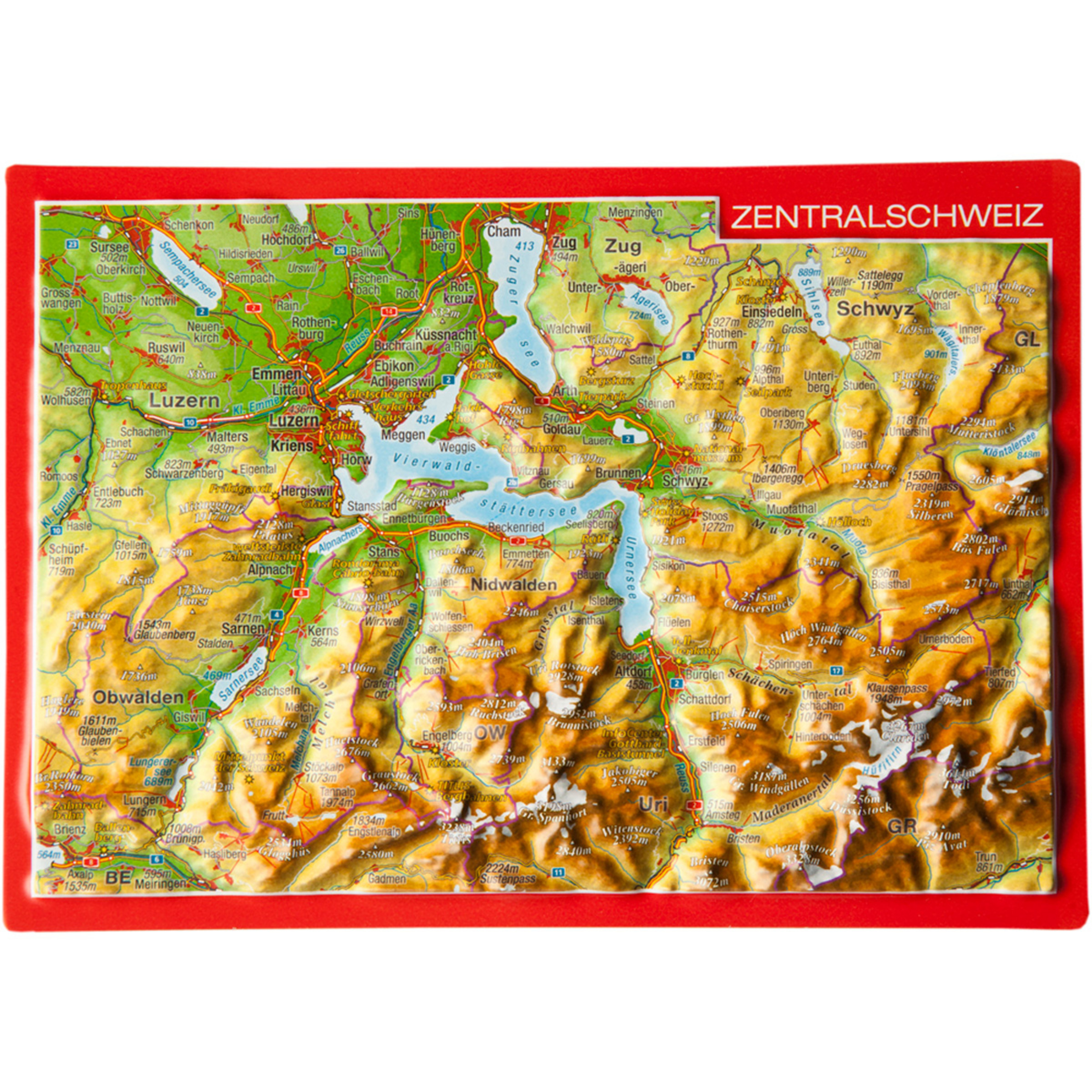 Georelief 3D Reliefpostkarte Zentralschweiz Postkarten