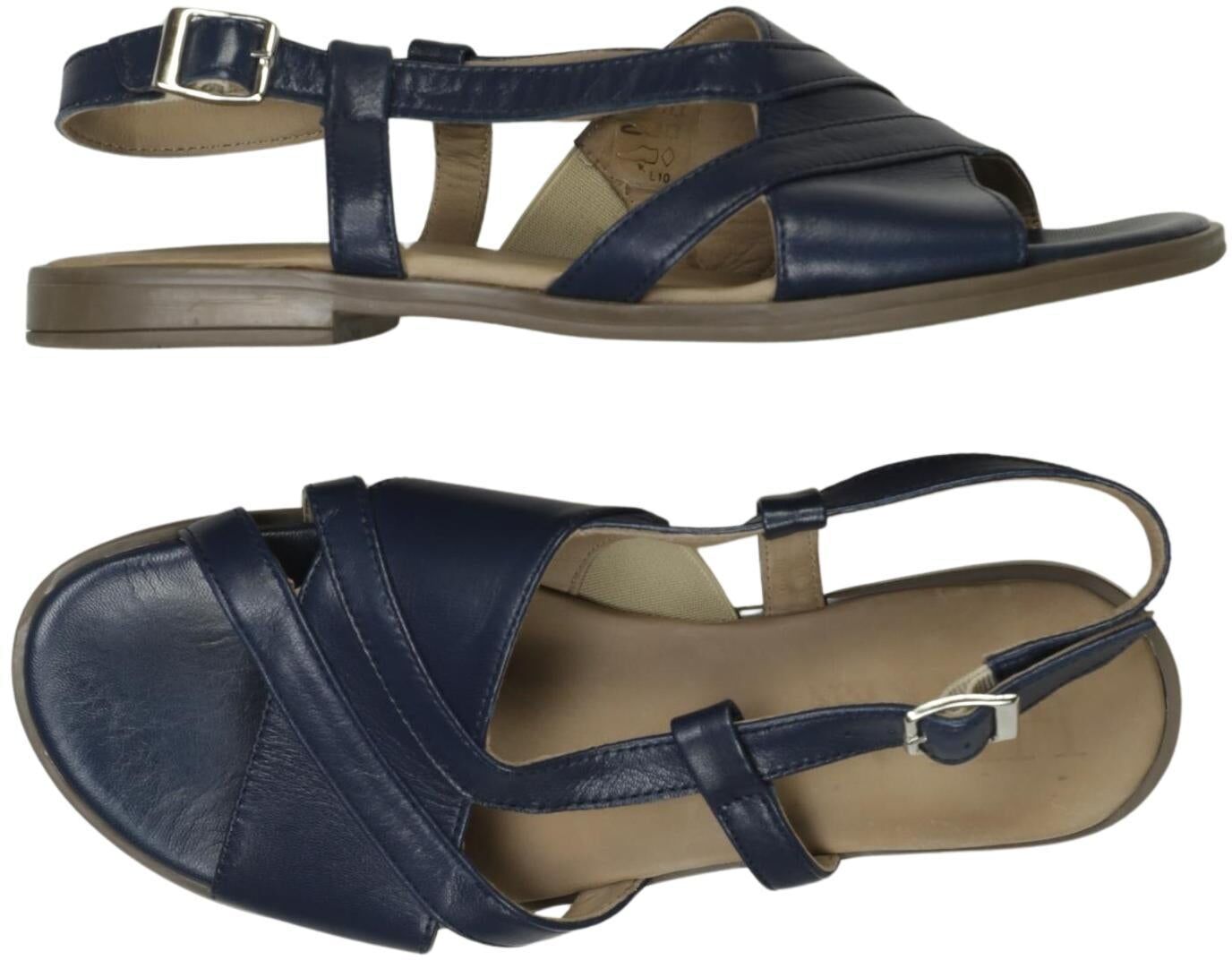 Ulla Popken Damen Sandalen, Marineblau, Gr. EU 39, Leder - Second Hand