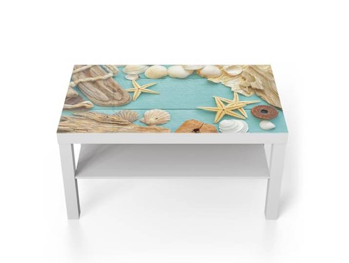 DEQORI Glastisch weiß groß 90x50 cm Motiv Meeresmärchen ausgefallener Beistelltisch aus Glas Hochglanz Couchtisch fürs Wohnzimmer moderner Couch Tisch mit Design
