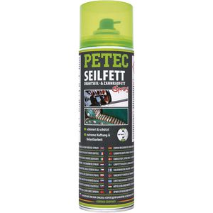 PETEC Mehrzweckfett 71650 Drahtseil- & Zahnradfett, Seilfett Spray Paraffinwachs abschleuderfest 500ml