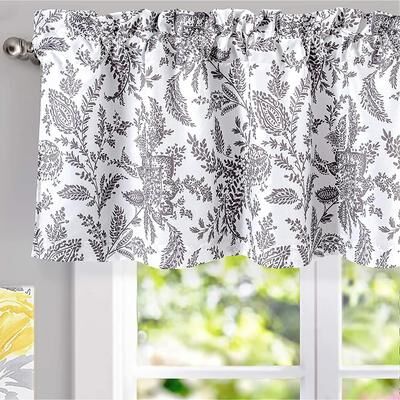 DriftAway Isla Paisley Floral Pattern Blackout Thermal Insulated Window Curtain Valance Rod Pocket - 52 x 18 - 52 x 18