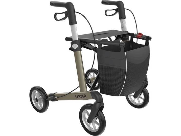 Server Lichtgewicht Rollator - 4 Wielen - Verstelbare Handvatten - Champagne
