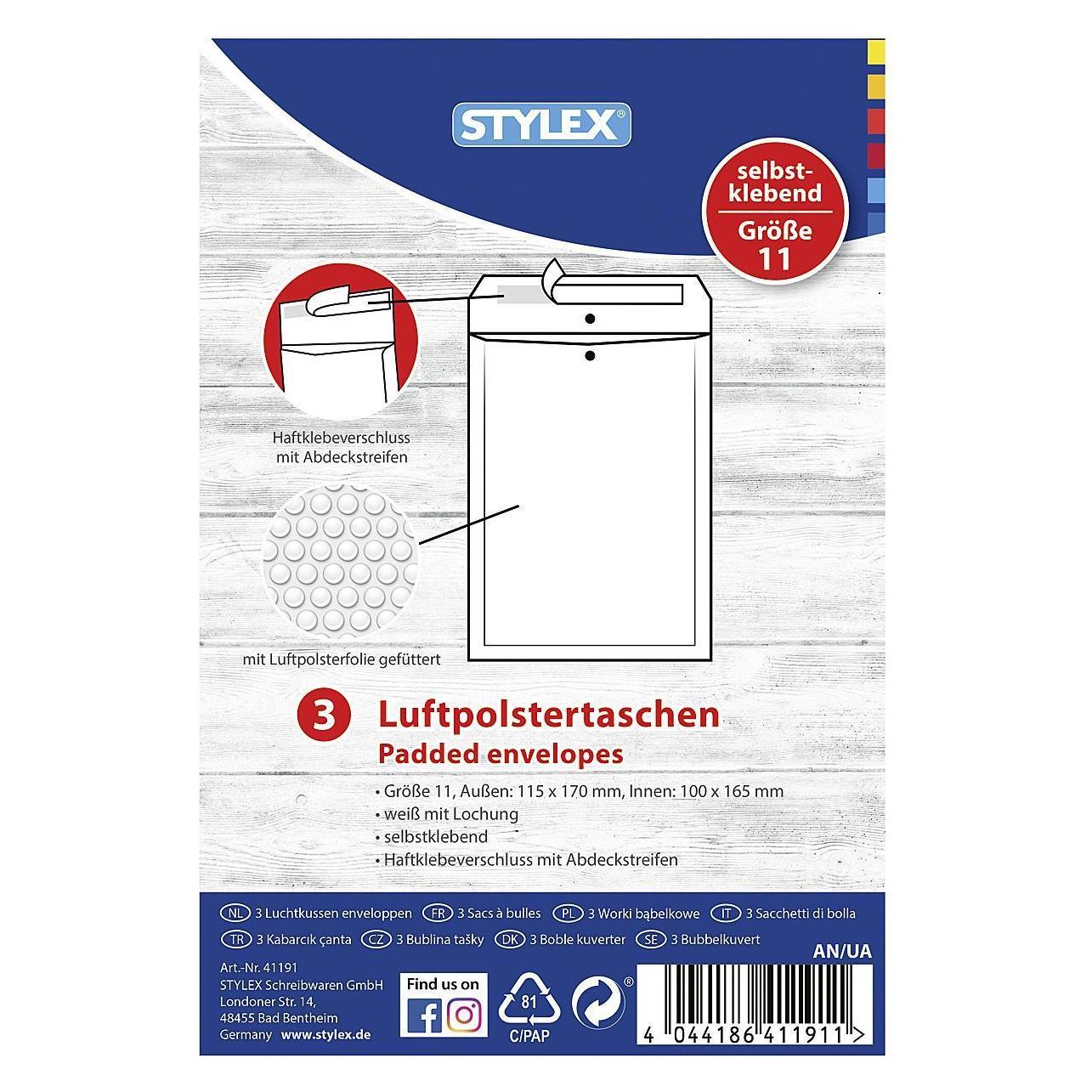 Stylex Luftpolstertasche Gr11 ws 3St (3 Stk.) (41191) Mindestbestellmenge: 5 Stück