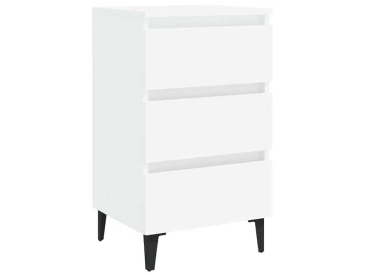 KDVXBCQJH Nachttisch mit 3 Schubladen Metallbeine Weiß 40x35x69 cm Industrie-Design Nachtkommode fürs Schlafzimmer bietet strukturierten Stauraum und standfeste Füße aus Metall.
