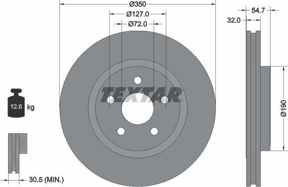 Textar Bremsscheibe Pro+ 92272205 350mm 32mm Für Jeep