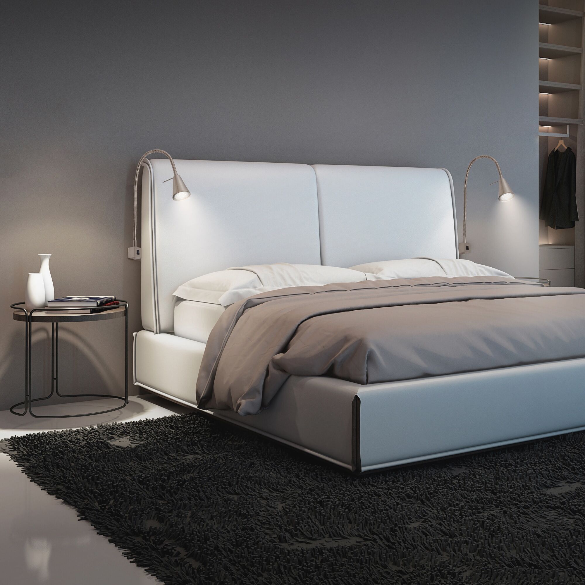 BRILONER LEUCHTEN Bettleuchte "TUSO 2er Set LED Bettleuchte Schlafzimmer Wohnzimmer", silber (matt, nickel), Leuchten, 2er Set LED Bettleuchte Schlafzimmer Wohnzimmer Matt-Nickel, Bettleuchte