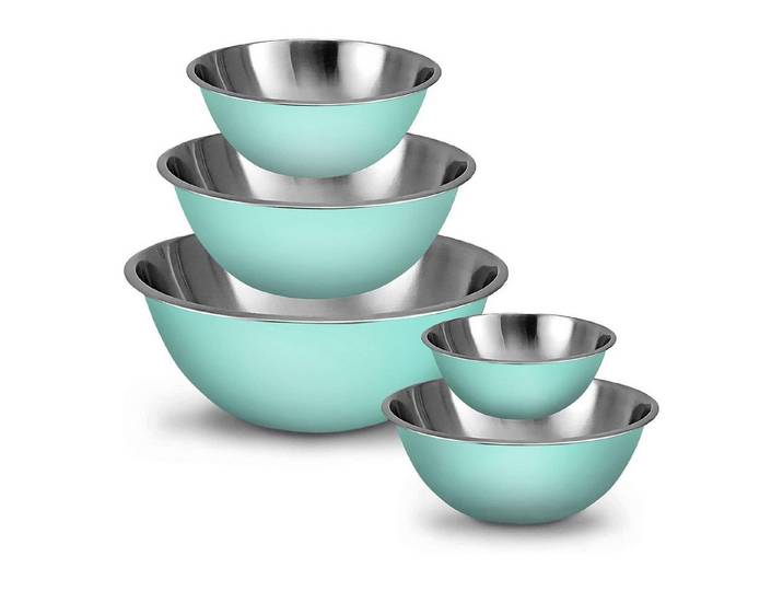 LuxusKollektion Rührschüssel Rührschüssel-Set Edelstahl blau, Metall