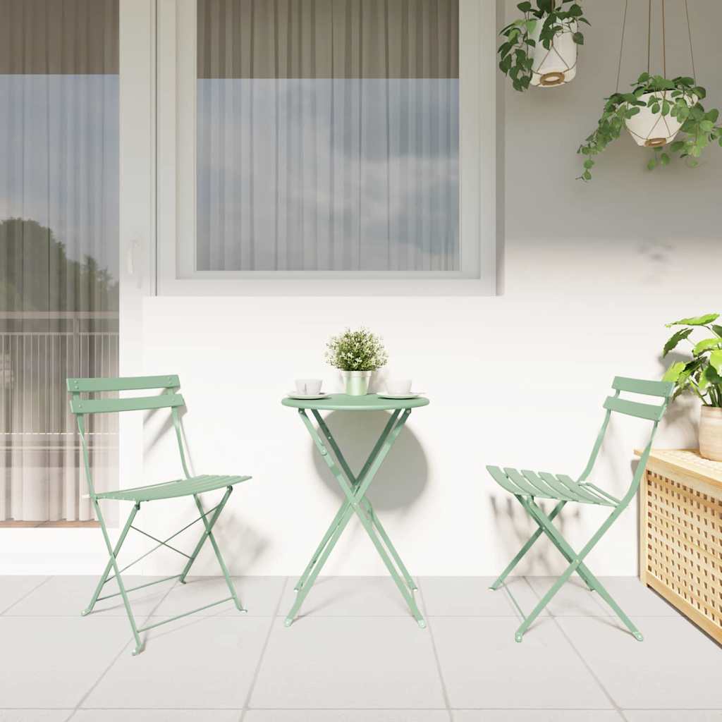 vidaXL Chaise de jardin pliante 2 pc Menthe claire Métal