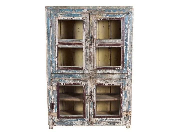 Luxury-Park-Direct Kommode Indien Glasvitrine antike Bemalung antik.Luxury Park