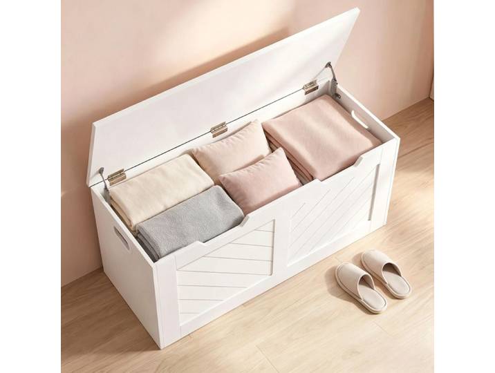 Banc de rangement minimaliste de 108 6 × 40 6 × 50 6 cm grand banc de rangement multifonctionnel pour pied de lit