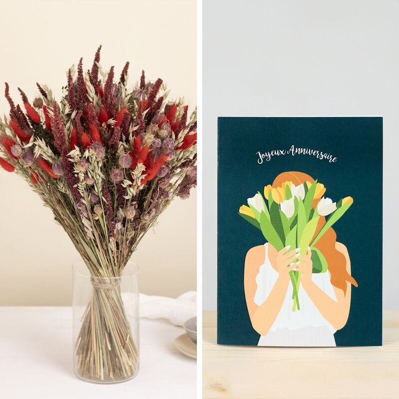 Lovely Carmin et sa carte Joyeux anniversaire  - Interflora - Livraison de fleurs