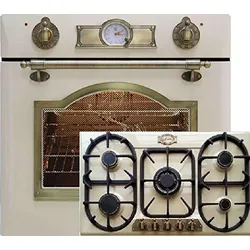 Kaiser Gas Herdset Autark Elfenbein/Einbau Gas Backofen EG 6345 ElfEm 67L+Gaskochfeld KG 9325 ElfEm 90cm