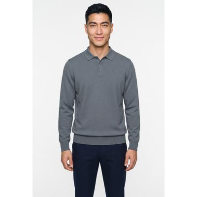Polokragenpullover OLYMP "Casual", Herren, Gr. L, silbergrau, Strick, Obermaterial: 100% Schurwolle, regular fit normal, Rippbündchen, Pullover, regular fit aus reiner Wolle