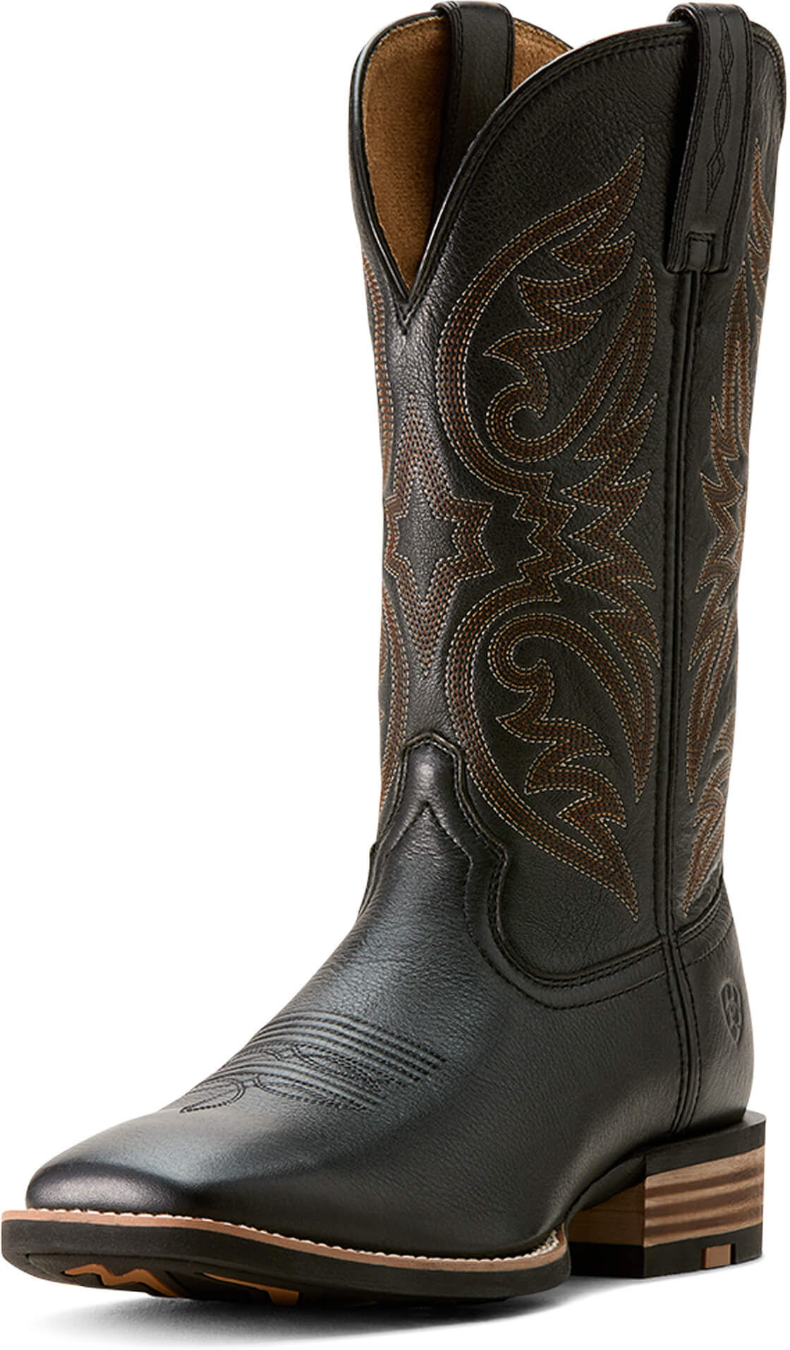 Men's Ricochet Wide Square Toe Cowboy Boots in Black Carbon, Size: 11.5 EE by Ariat