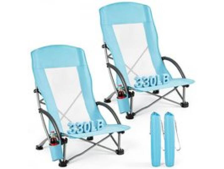 VEVOR 2 x Campingstühle Faltstühle 150 kg Belastbar, Anglerstuhl mit Hoher Rückenlehne & Becherfach & Netzrückenlehne & Tragetasche & Extra Breitem Sitz Strandstühle für Outdoor-Aktivitäten Angeln